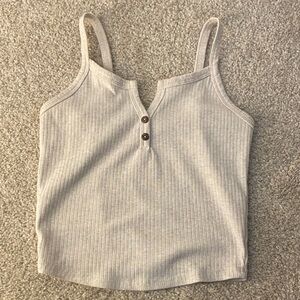 3/$20 Bozzolo Ribbed Henley Tank Top - Cream